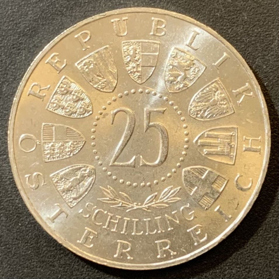 紫瑗钱币—微拍第125期  奥地利 1960年 卡林西亚州全民公决 25先令 13克 0.8银 UNC