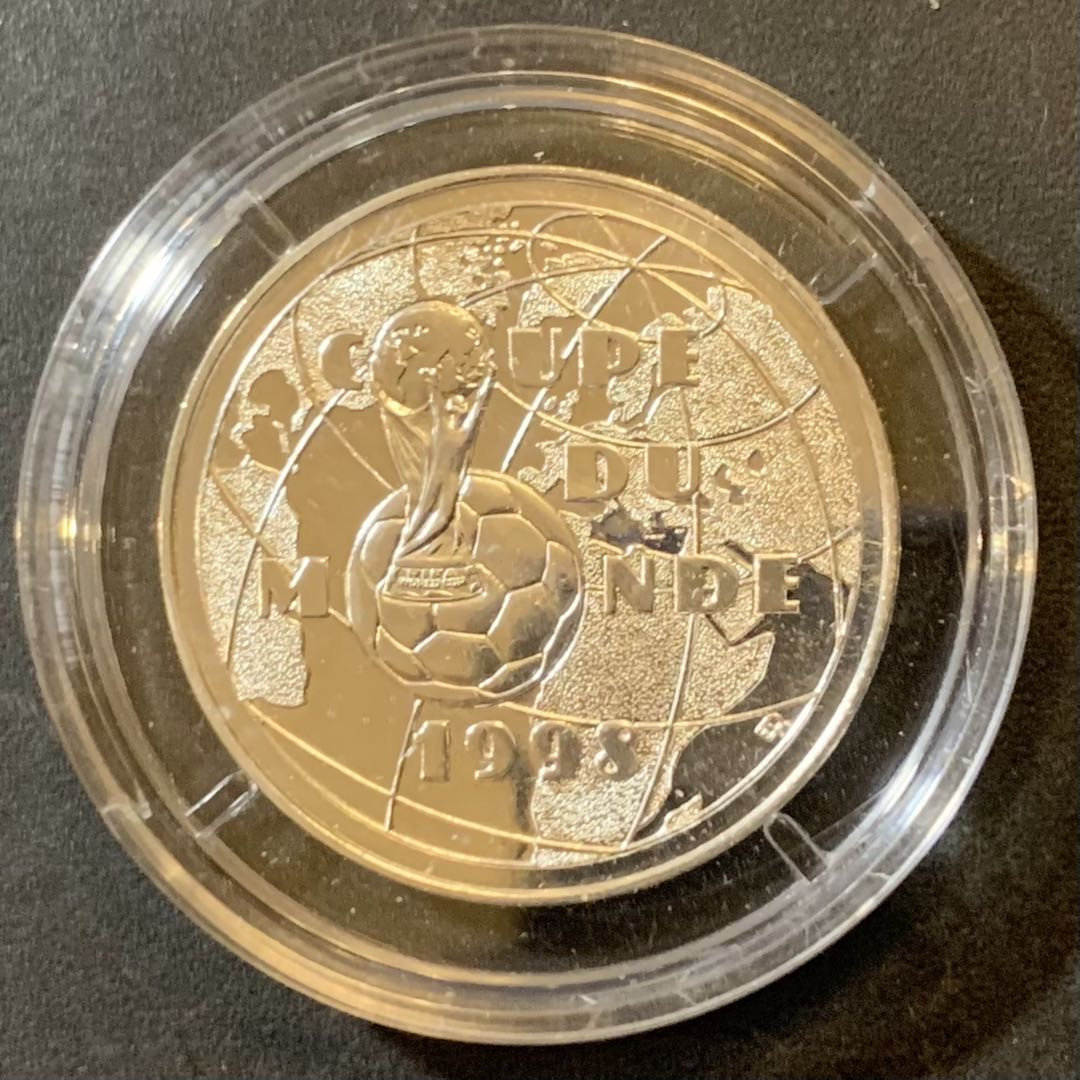 紫瑗钱币—微拍第125期  法国 1997年 世界杯 1法郎 12克 0.9银 UNC 原盒