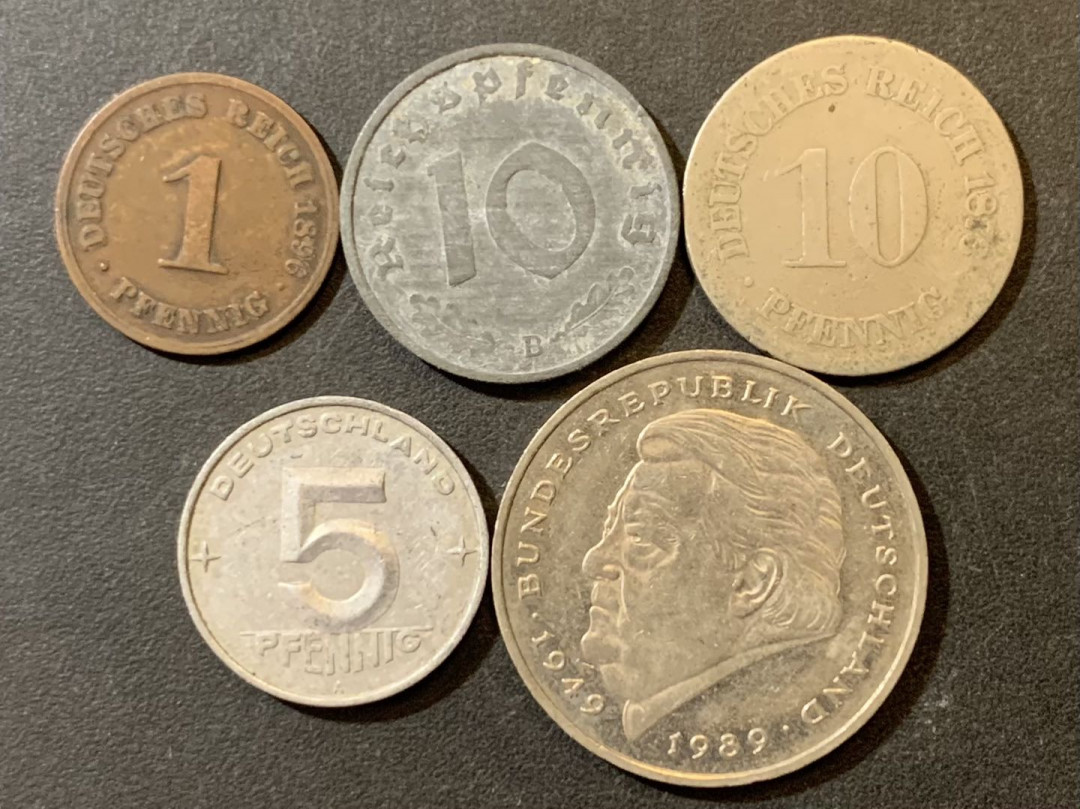紫瑗钱币—微拍第125期  德国 各时期 硬币 5枚一组