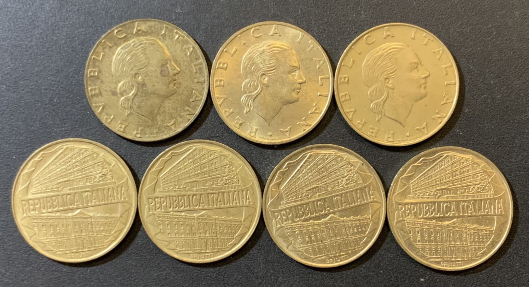 紫瑗钱币—微拍第125期  意大利 欧元前 200里拉 流通纪念币 7枚一组