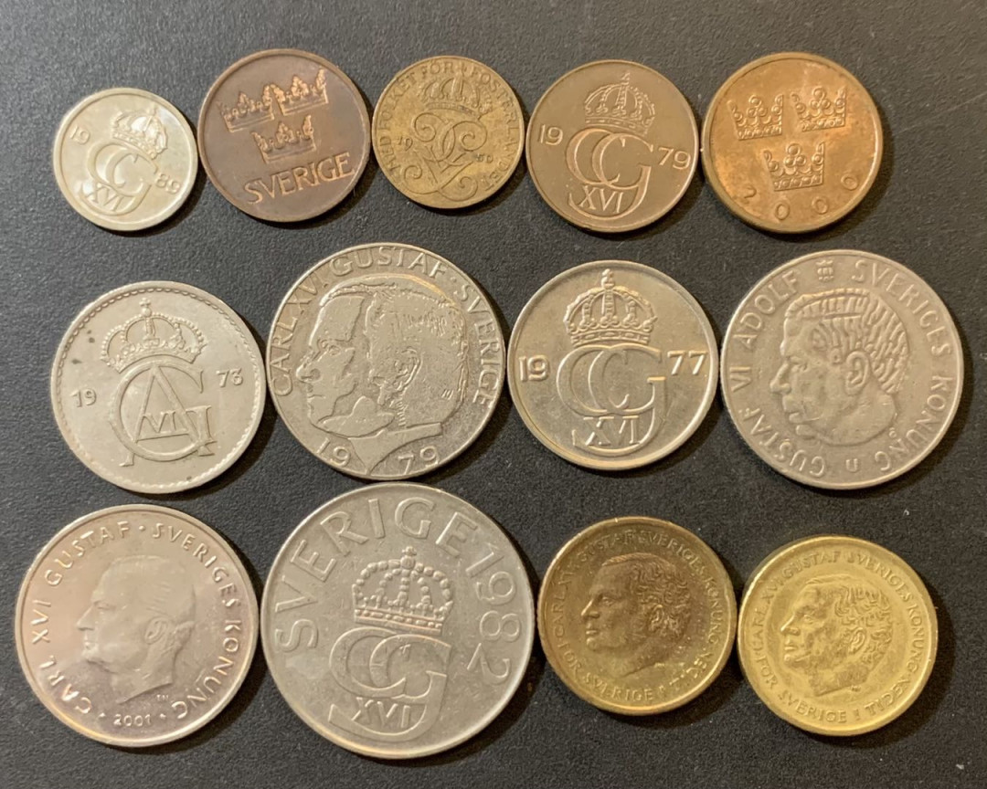 紫瑗钱币—微拍第125期  瑞典 各时期 流通银币 13枚一组