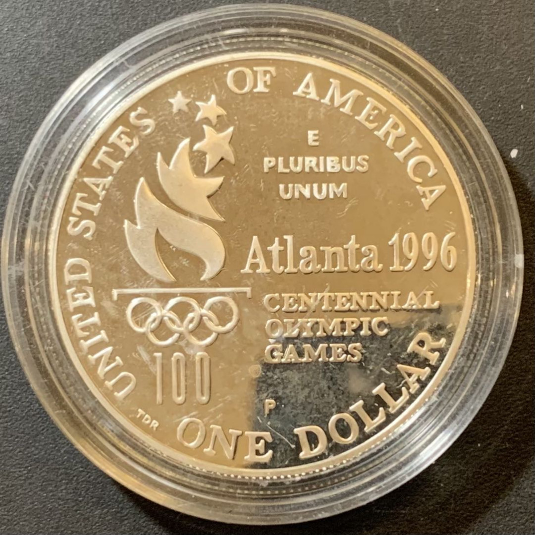 紫瑗钱币—微拍第125期  美国 1996年 亚特兰大奥运会 网球  1元  26.73克 0.9银 精制