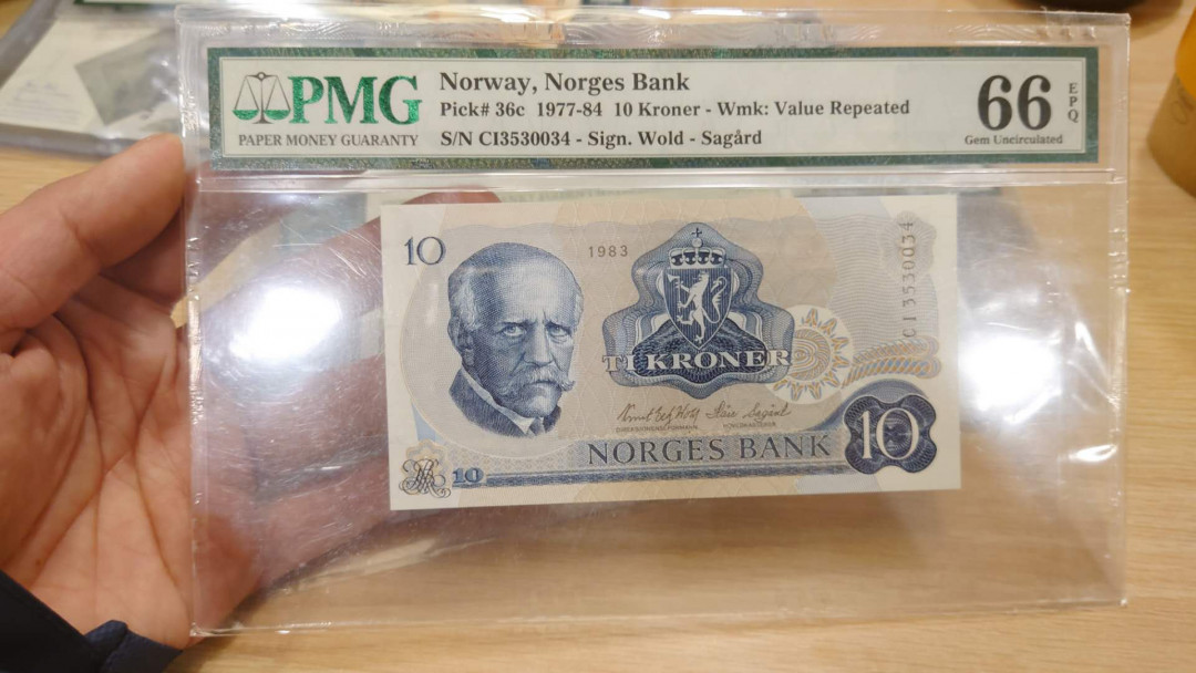【囧羊收藏】精选微拍第10期~2021年首场世界钱币精选荟萃 1983年挪威10克朗 PMG66E 全新UNC绝品