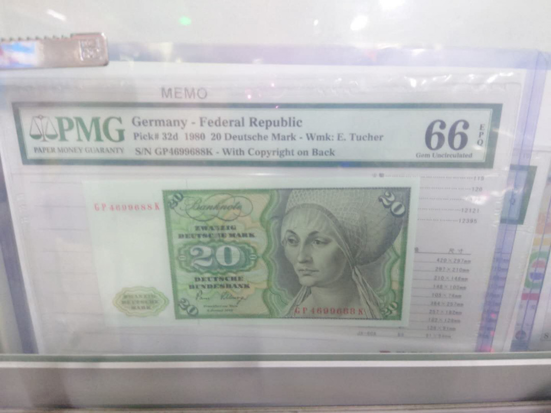 【囧羊收藏】精选微拍第10期~2021年首场世界钱币精选荟萃 1980年德国20马克 PMG66E全新绝品 尾88