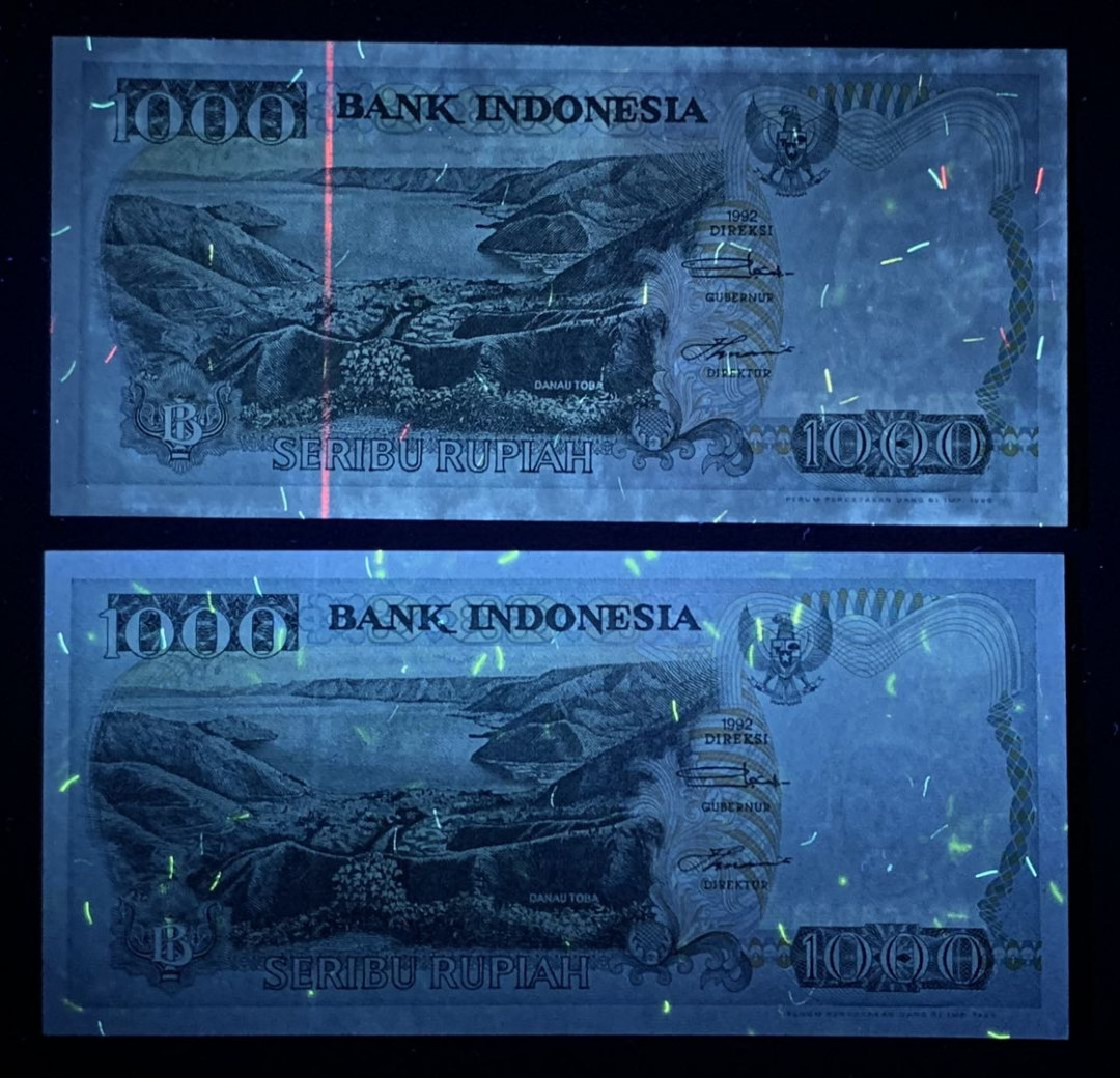 紫瑗钱币—微拍第131期—纸币场 印度尼西亚 1992年  多巴湖 1000卢比 2枚一组 UNC P-129