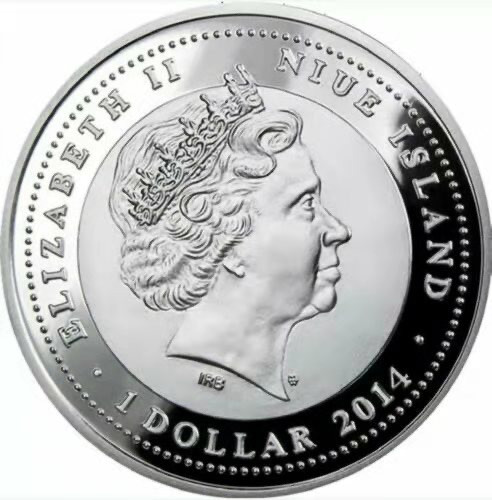 【币观天下】第134场拍卖【元旦场】 纽埃2014年1元，中国马年生肖“爱你一世(2014)”- “童年记忆—摇谣木马”UV光亮彩色 精制银币