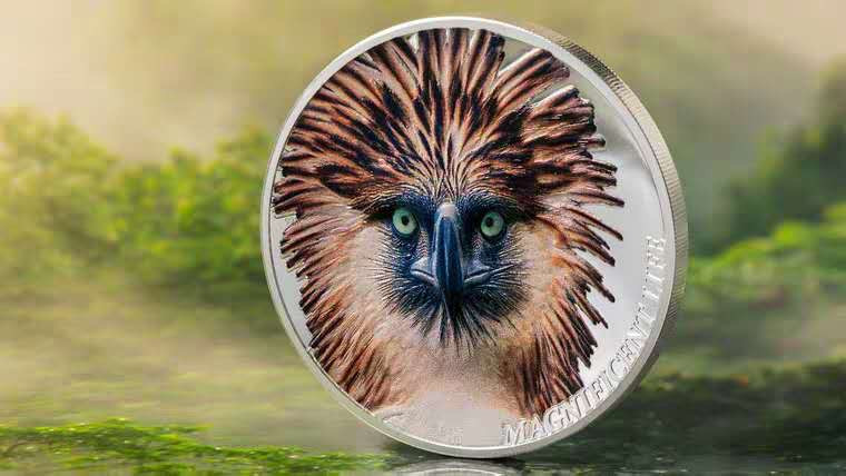 【币观天下】第134场拍卖【元旦场】 库克库克2019年壮丽生命菲律宾鹰高浮雕曲面彩色银币