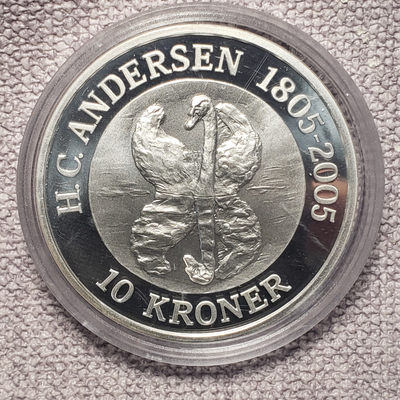 0起1加-纯粹捡漏拍-07场 - 丹麦2005年10克朗安徒生诞生200周年精制纪念银币-丑小鸭