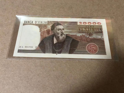 【Blue Auction】世界纸币精拍第50期—— 2021启航（共60拍） - 意大利 1975年 20000里拉 UNC-/UNC 经典缇香 非常漂亮