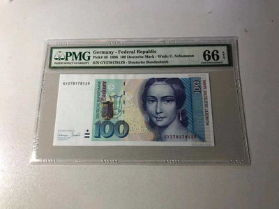 【囧羊收藏】精选微拍第11期~2021年第二期世界钱币精选 - 1996年德国100马克 PMG66E 全程无4号码
