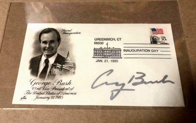 【Blue Auction】世界纸币精拍第51期—— 守望（共48拍） - 【绝版签名】美国已故前总统乔治▪布什（老布什） 1985年就职典礼亲笔签名 纪念信封
