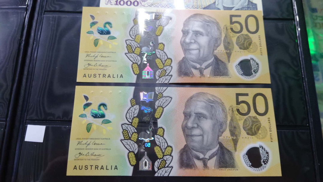 【囧羊收藏】精选微拍第11期~2021年第二期世界钱币精选 2018年澳大利亚50元塑料钞 错版钞 两张全同号为一件 全新绝品全程无4