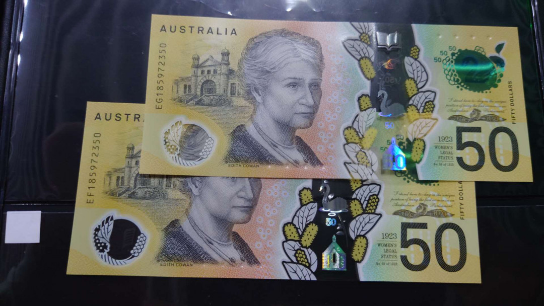 【囧羊收藏】精选微拍第11期~2021年第二期世界钱币精选 2018年澳大利亚50元塑料钞 错版钞 两张全同号为一件 全新绝品全程无4