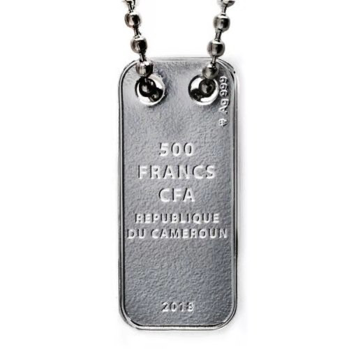 【币观天下】第135场钱币拍卖 喀麦隆2018年500法郎，护身圣符“十字架”数码亮光彩色(黑彩)异形 吊坠精制银币