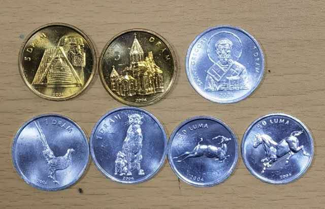 北京马甸外币专卖微拍第三十七期，流通币，非贵金属纪念币专场，陆续上新，欢迎关注 	2004年阿塞拜疆纳卡共和国（争议地区）清版流通币7枚/套，品相如图