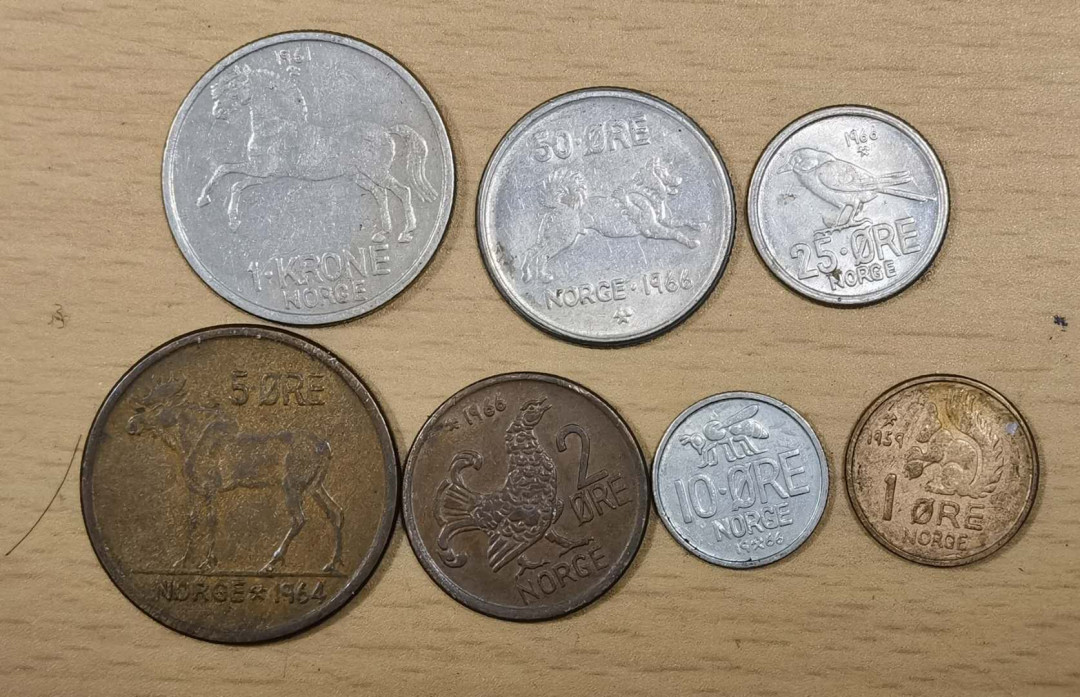 北京马甸外币专卖微拍第三十七期，流通币，非贵金属纪念币专场，陆续上新，欢迎关注 挪威早期动物版流通币7枚/套，品相如图