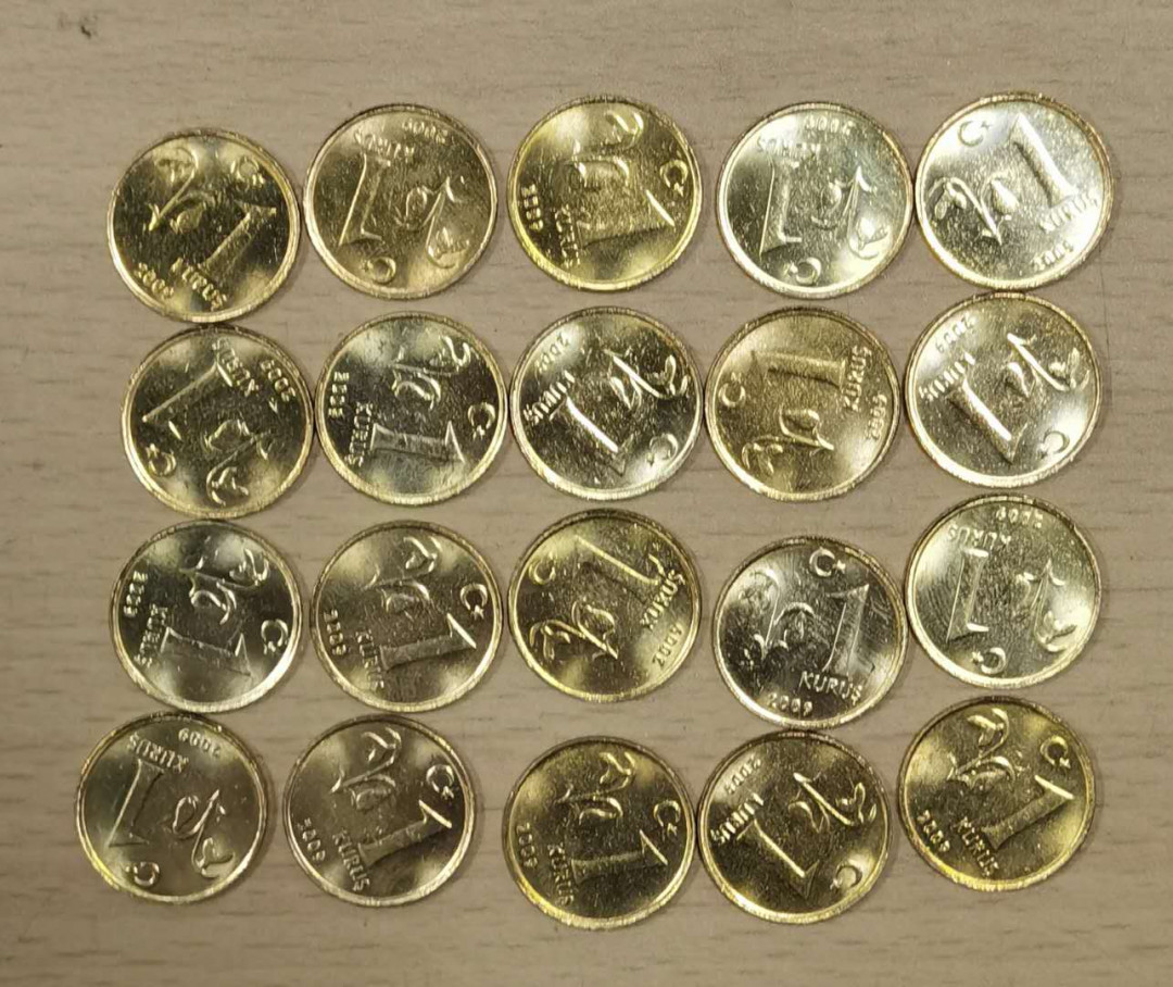 北京马甸外币专卖微拍第三十七期，流通币，非贵金属纪念币专场，陆续上新，欢迎关注 土耳其1里拉铜币20枚，品相如图