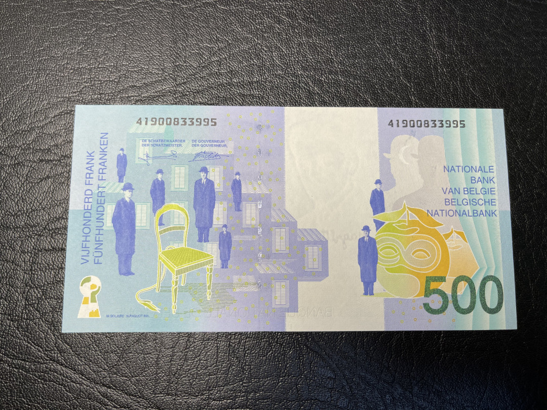 《外钞收藏家》2021年第一拍（96期） 比利时末版500法郎 全新unc