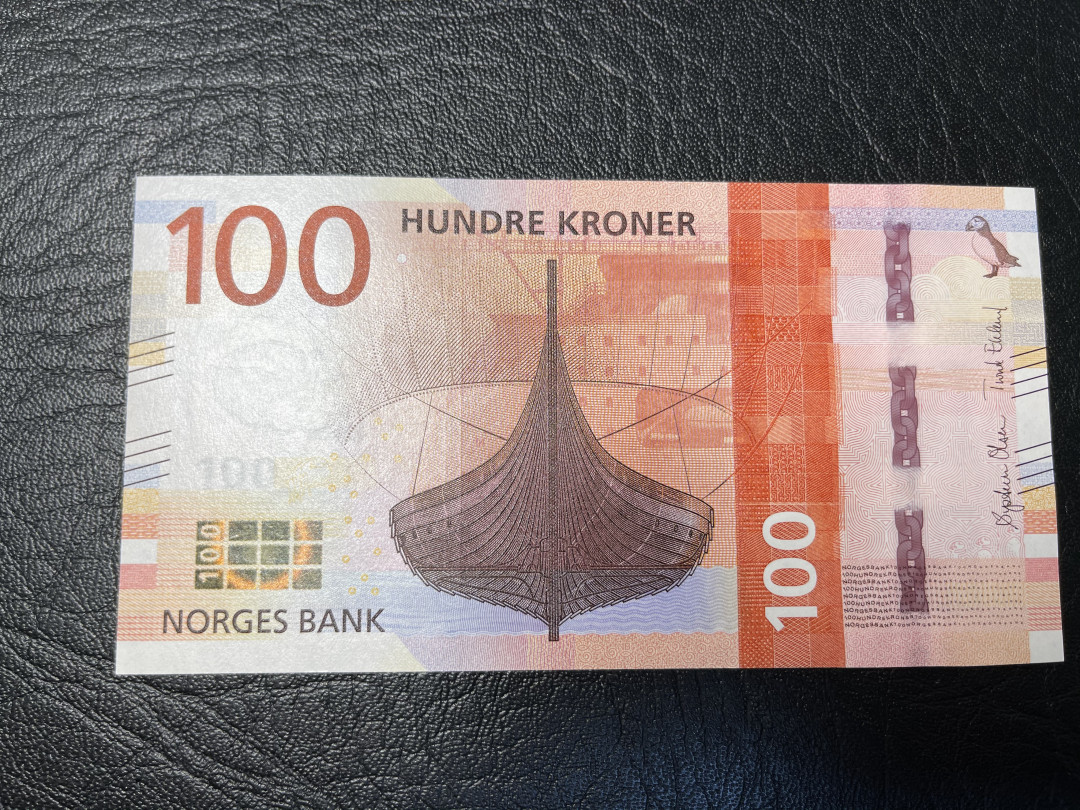 《外钞收藏家》2021年第一拍（96期） 挪威最新版纸币 100克朗 全新unc