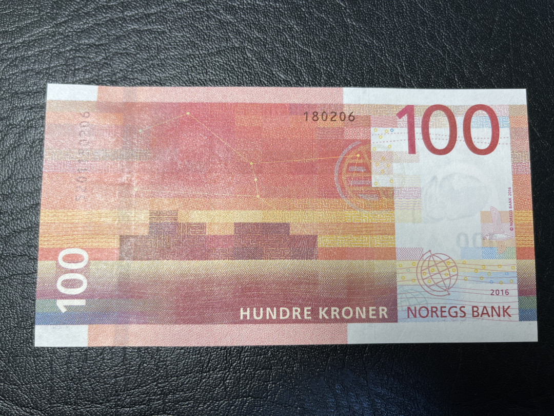 《外钞收藏家》2021年第一拍（96期） 挪威最新版纸币 100克朗 全新unc