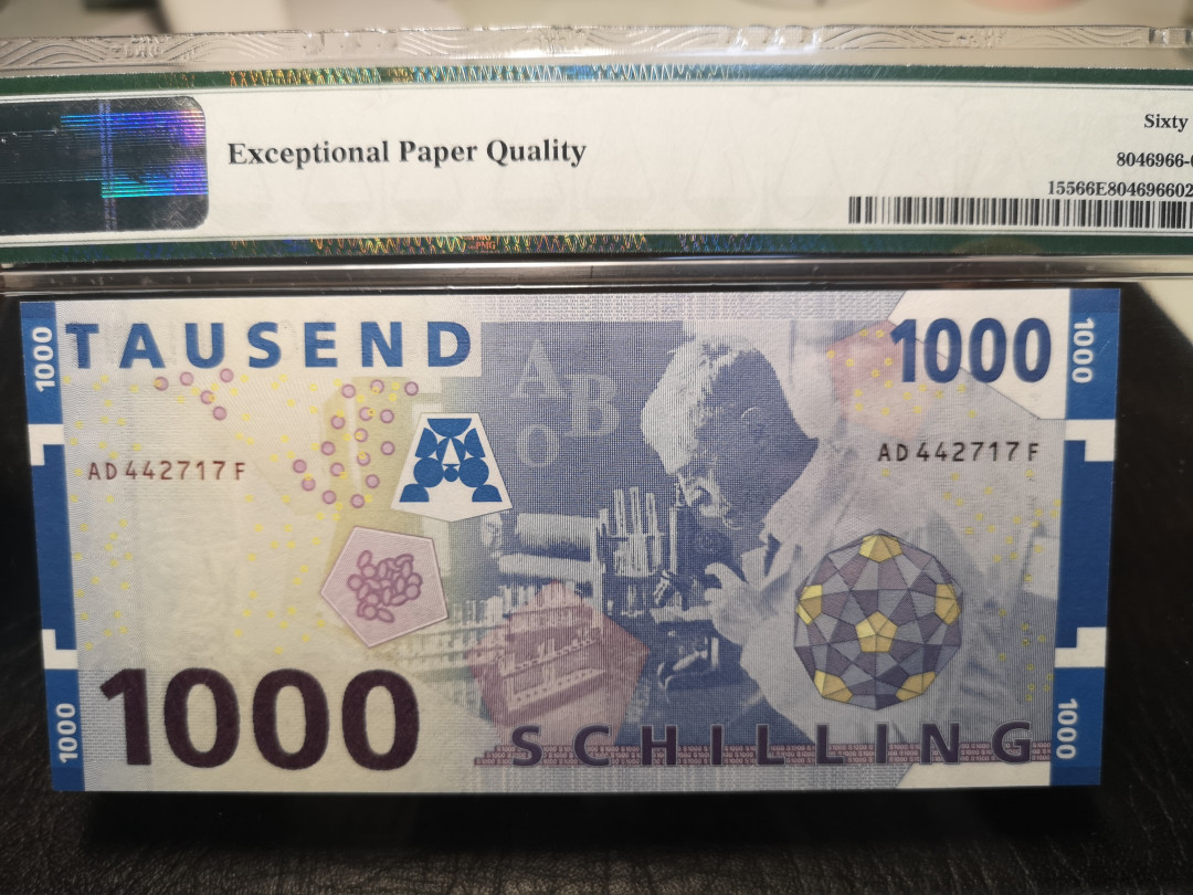 《外钞收藏家》2021年第一拍（96期） 1997年奥地利末版1000先令 PMG66