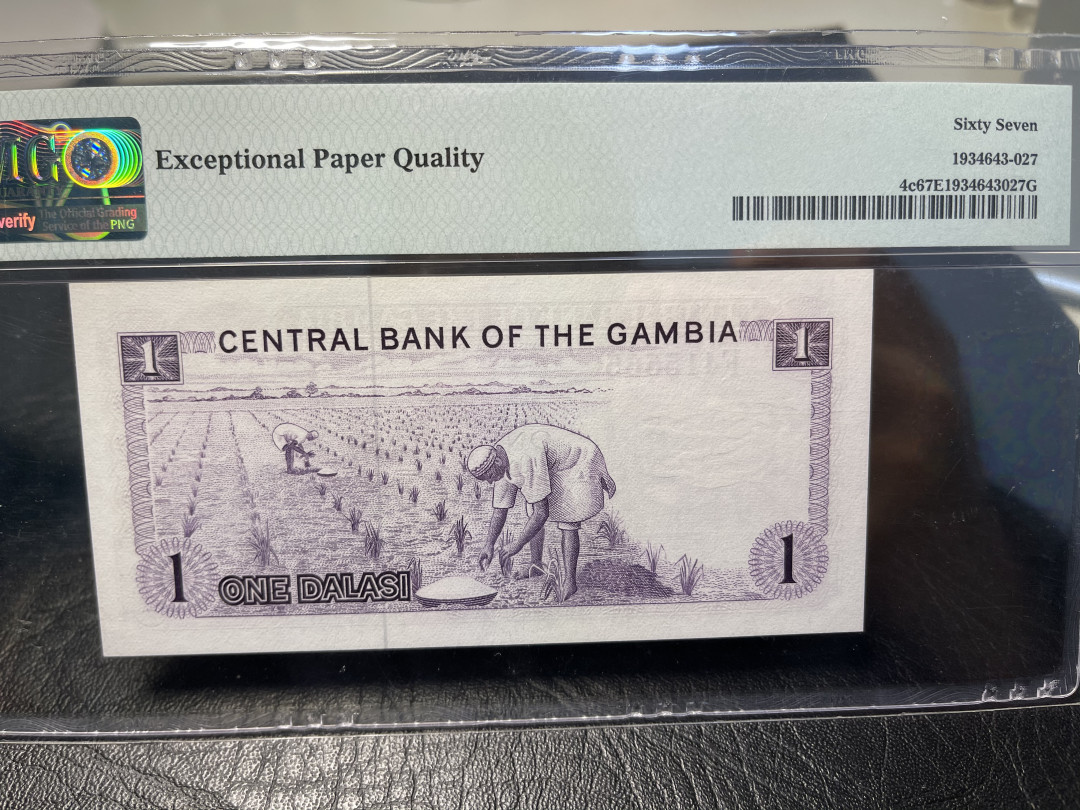 《外钞收藏家》2021年第一拍（96期） 冈比亚1971-87年1 PMG67