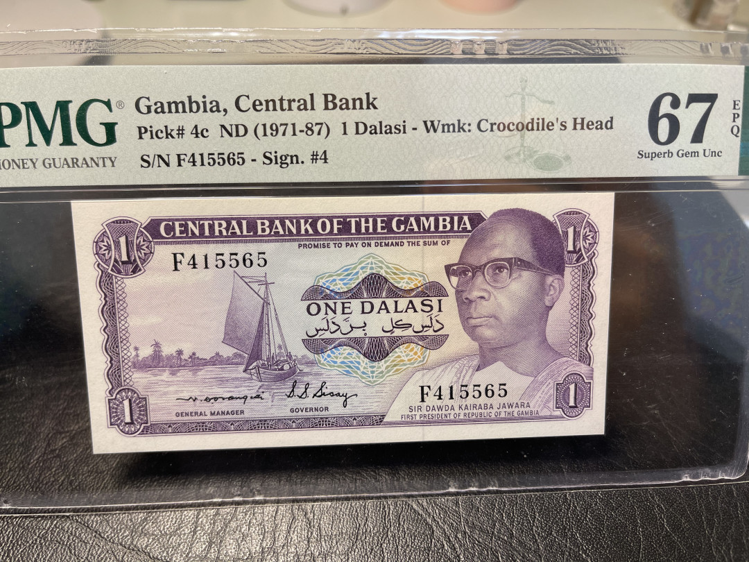 《外钞收藏家》2021年第一拍（96期） 冈比亚1971-87年1 PMG67
