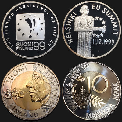 0起1加-纯粹捡漏拍-08场 - 芬兰1999年6枚精制套币-稀少喷火女郎版-盒证全