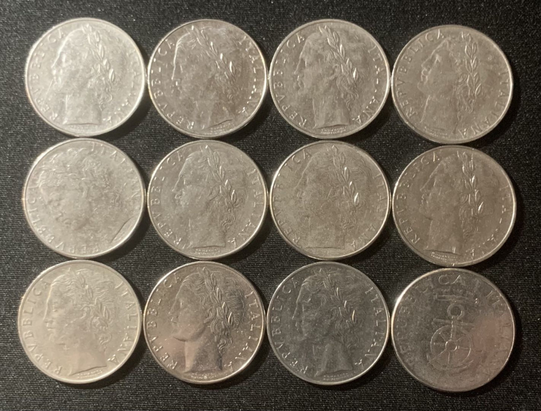 紫瑗钱币—微拍第127期  意大利 欧元前 流通硬币 100里拉 1枚纪念币 12枚一组