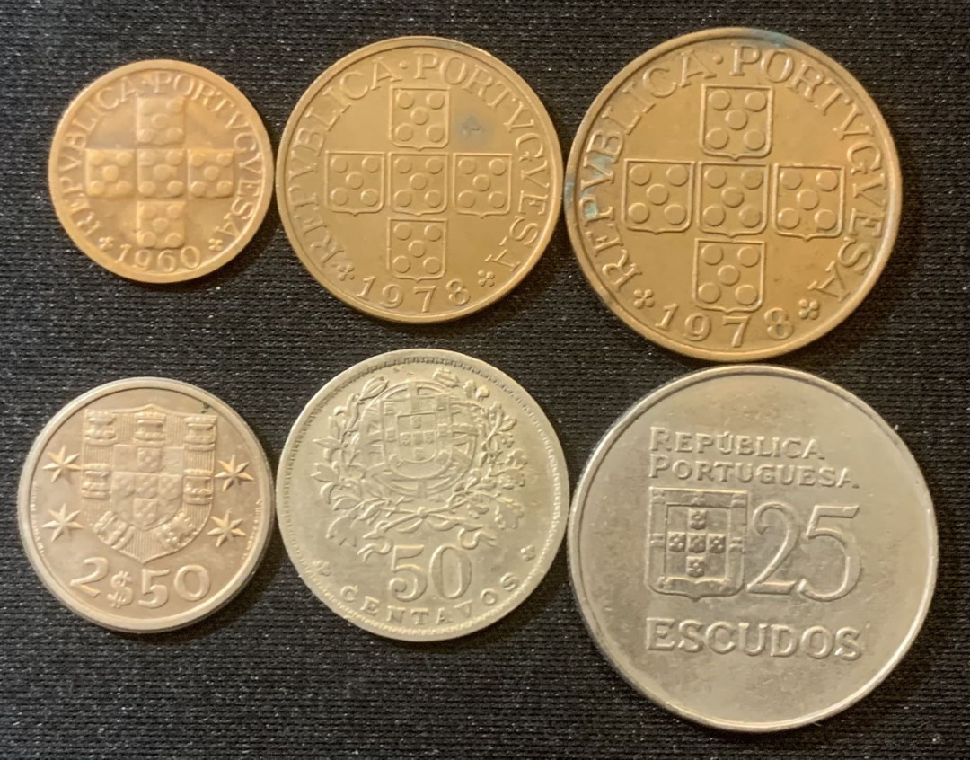 紫瑗钱币—微拍第127期  葡萄牙 欧元流通前 各时期 流通硬币 6枚一组