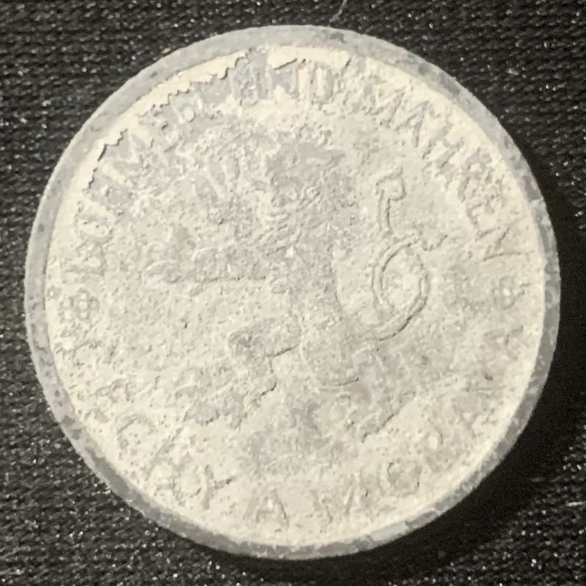 紫瑗钱币—微拍第127期  德占波西米亚 1944年 1克朗 锌币