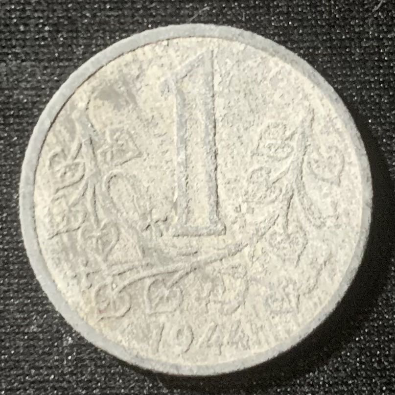 紫瑗钱币—微拍第127期  德占波西米亚 1944年 1克朗 锌币