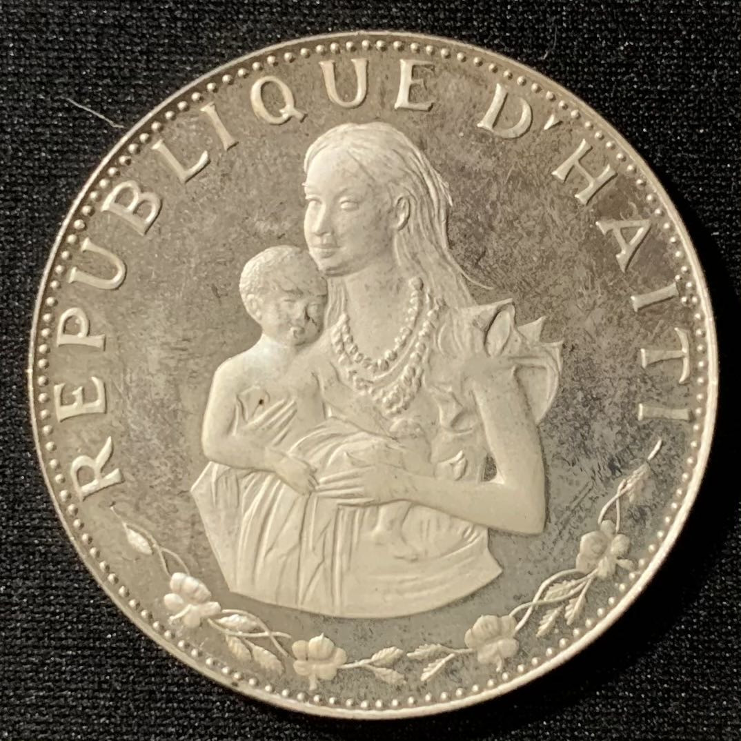 紫瑗钱币—微拍第127期  海地 1973年  妇女和儿童 50古德 16.75克 0.925银 精制