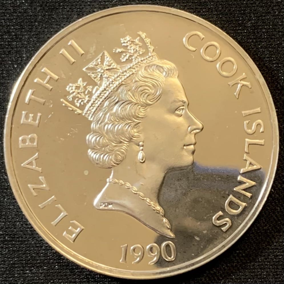 紫瑗钱币—微拍第127期  库克群岛 1990年 发现美洲500周年系列 科尔特斯和蒙特苏马 50元 31.35克 0.925银 精制 