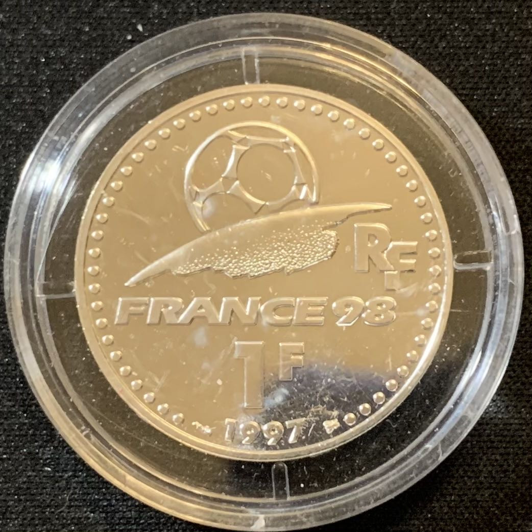 紫瑗钱币—微拍第133期  法国 1997年 世界杯 1法郎 12克 0.9银 UNC 原盒