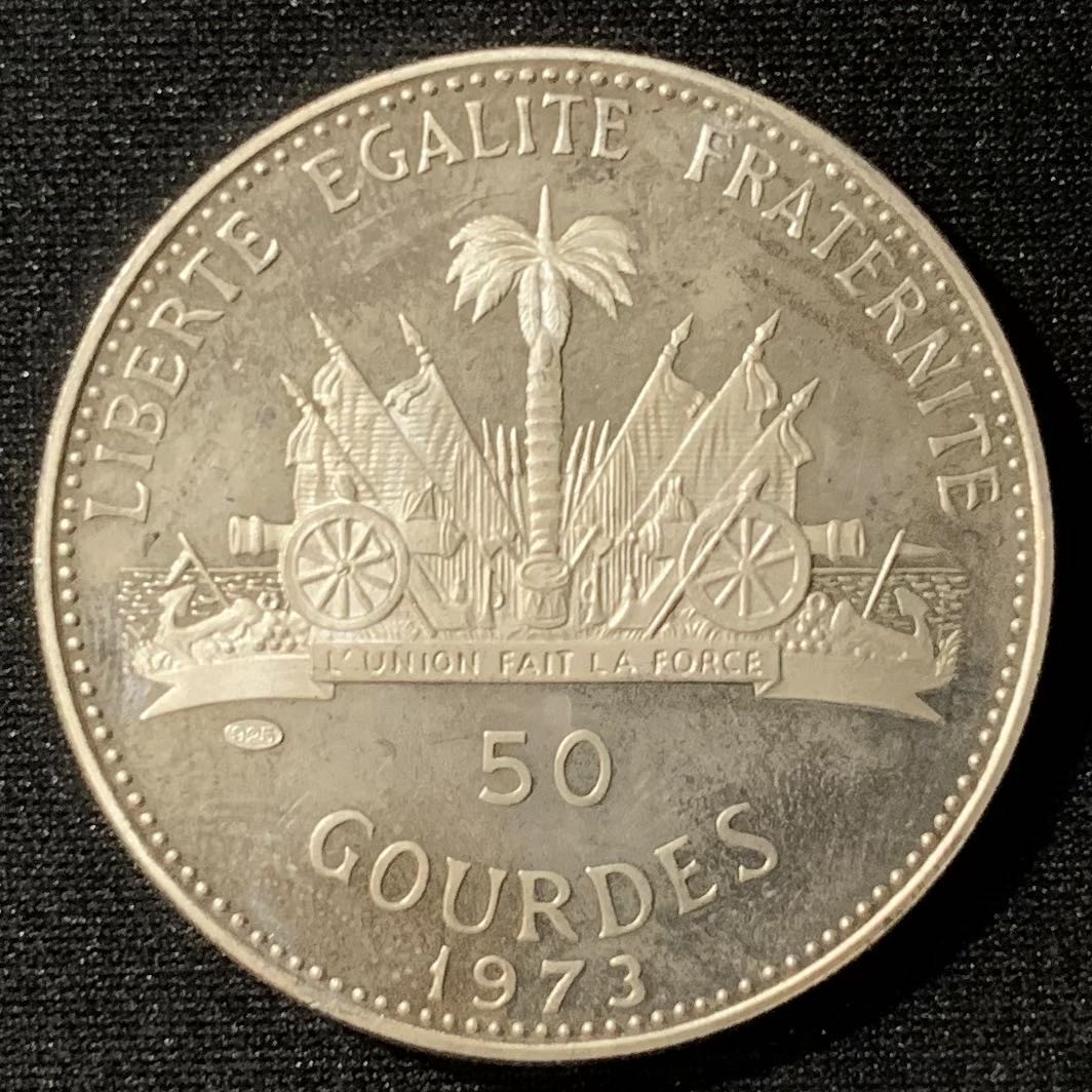 紫瑗钱币—微拍第127期  海地 1973年  妇女和儿童 50古德 16.75克 0.925银 精制