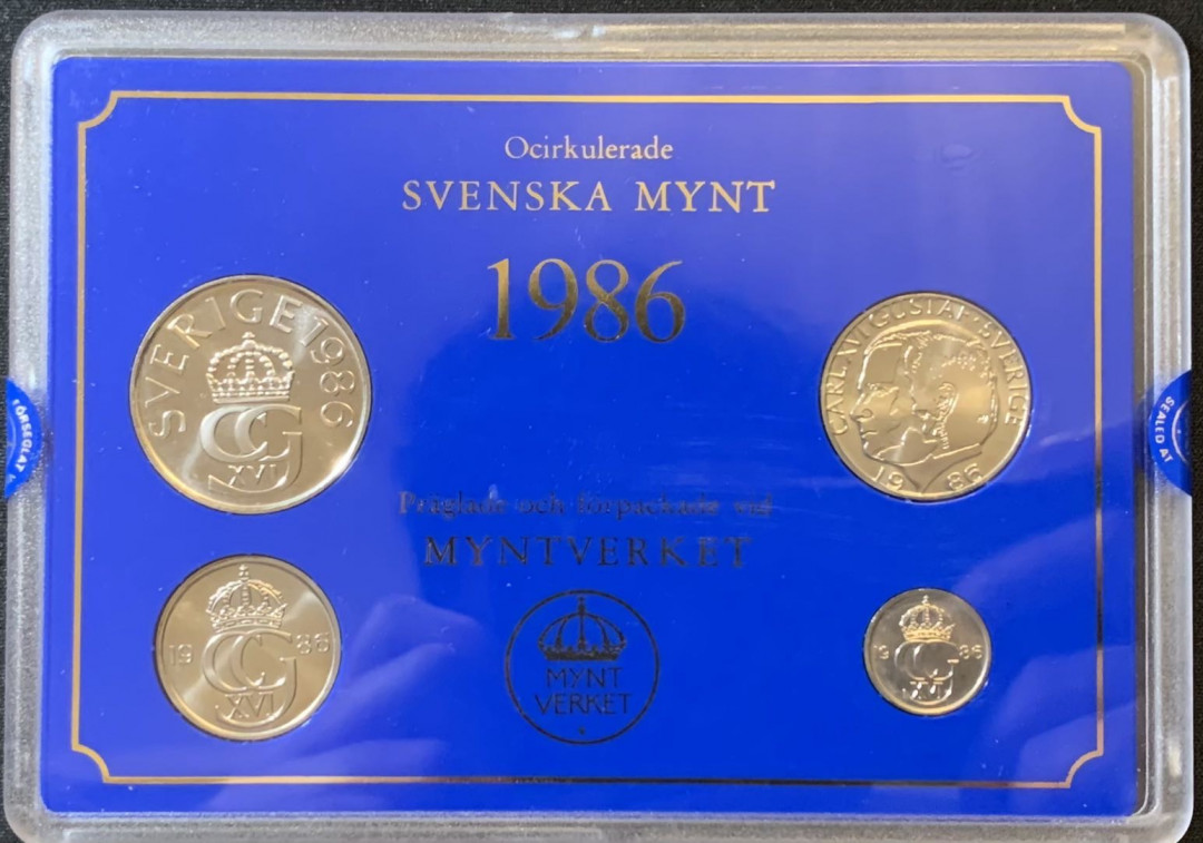 紫瑗钱币—微拍第127期  瑞典 1986年 10欧尔—5克朗 流通币 4枚套 原厂盒