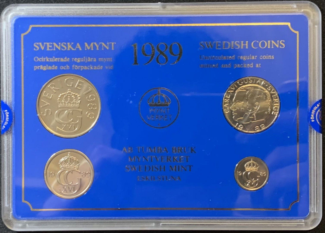 紫瑗钱币—微拍第127期  瑞典 1989年 10欧尔—5克朗 流通币 4枚套 原厂盒