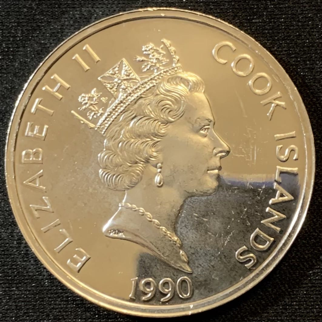 紫瑗钱币—微拍第136期  库克群岛 1990年 发现美洲500周年系列 亚伯拉罕 林肯 50元 31.35克 0.925银 精制 