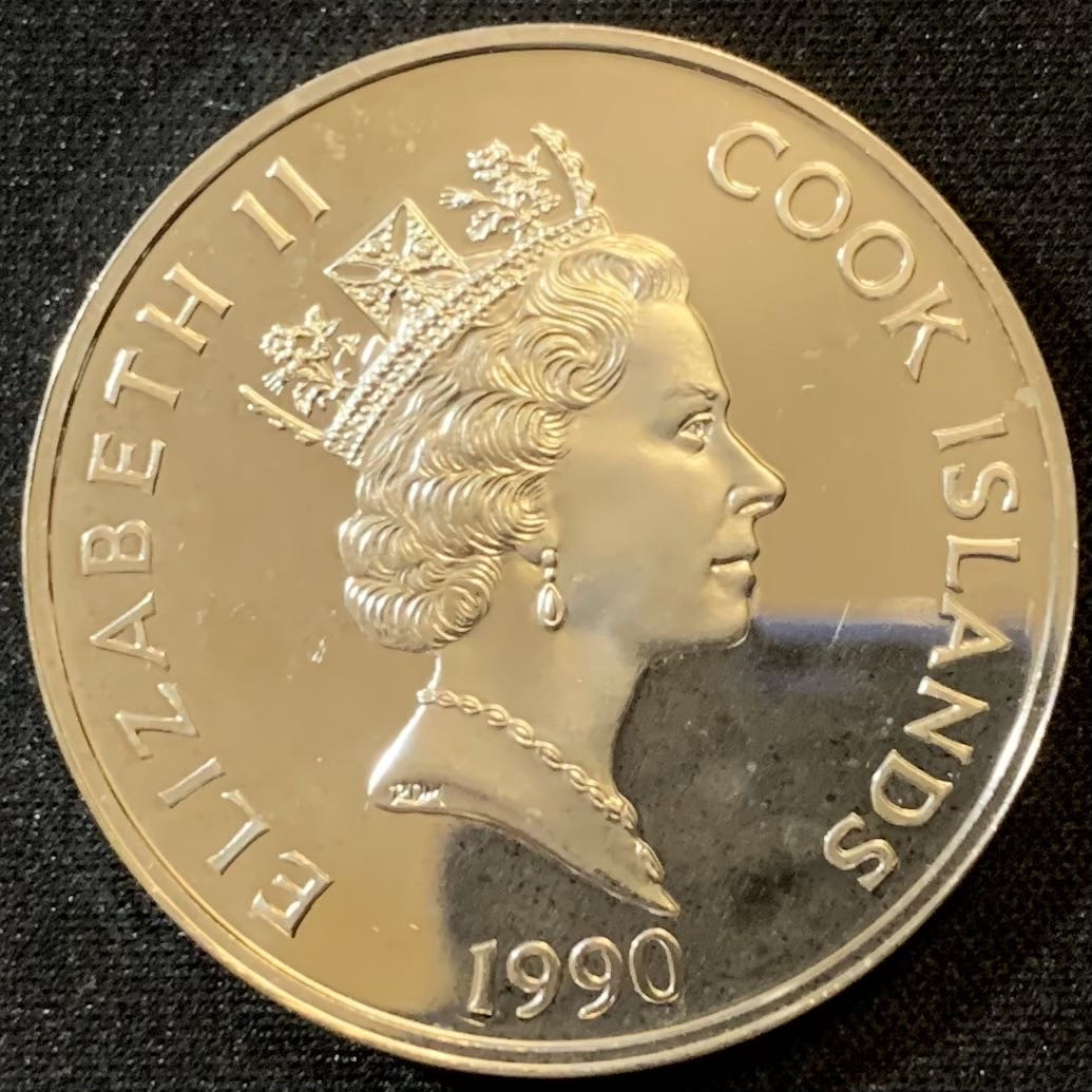 紫瑗钱币—微拍第127期  库克群岛 1990年 发现美洲500周年系列 塞缪尔·克莱门斯 50元 31.35克 0.925银 精制 