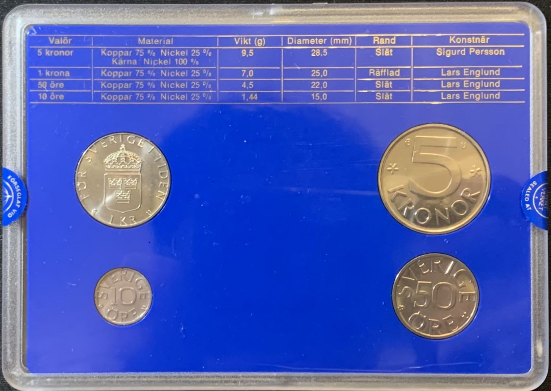 紫瑗钱币—微拍第127期  瑞典 1986年 10欧尔—5克朗 流通币 4枚套 原厂盒