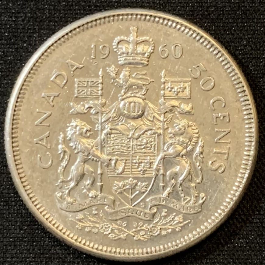 紫瑗钱币—微拍第127期  加拿大 1960年 伊丽莎白二世 50分 11.67克 0.8银