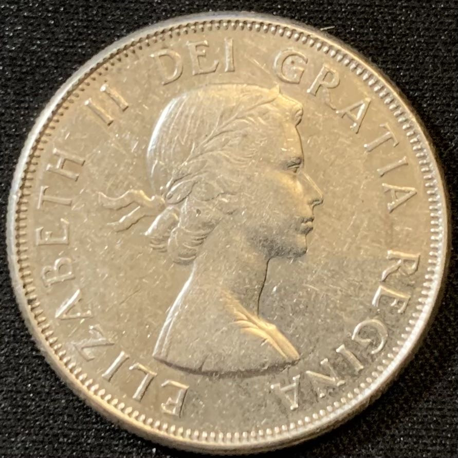 紫瑗钱币—微拍第127期  加拿大 1960年 伊丽莎白二世 50分 11.67克 0.8银