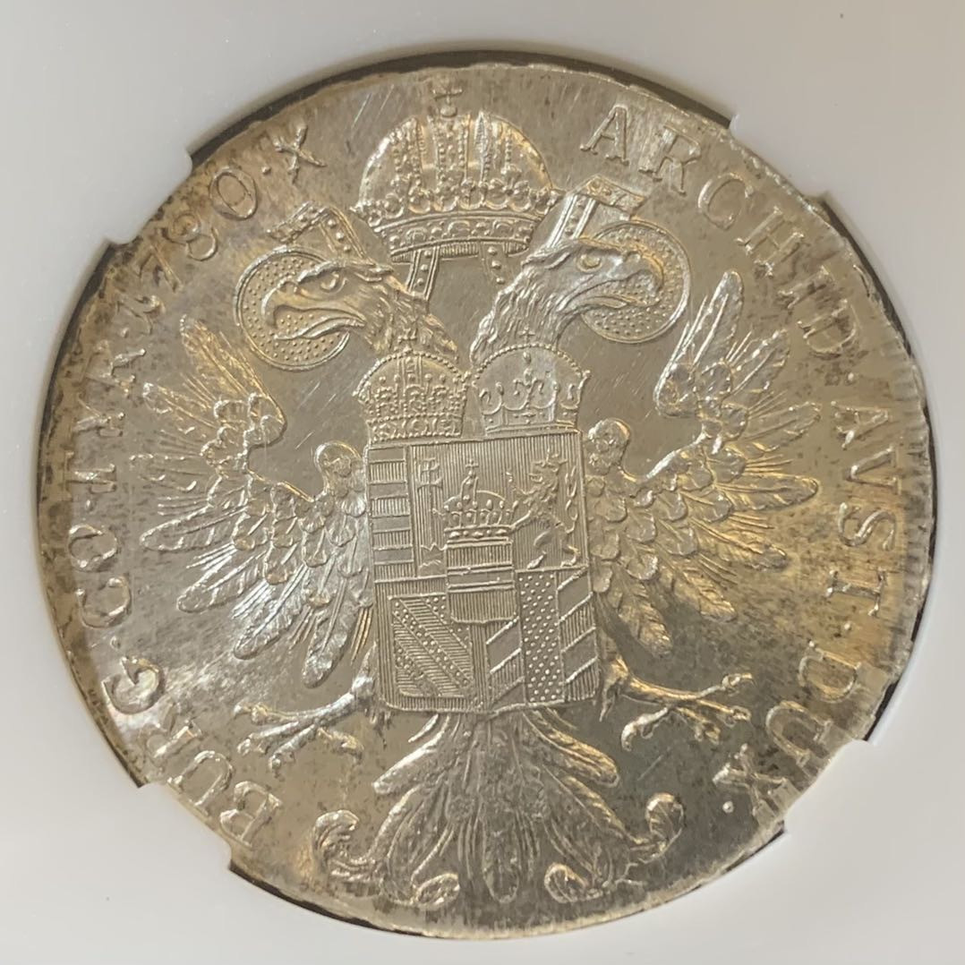 紫瑗钱币—微拍第127期  奥匈帝国 1780年 1泰勒 大奶妈 银币 保粹评级 MS67 