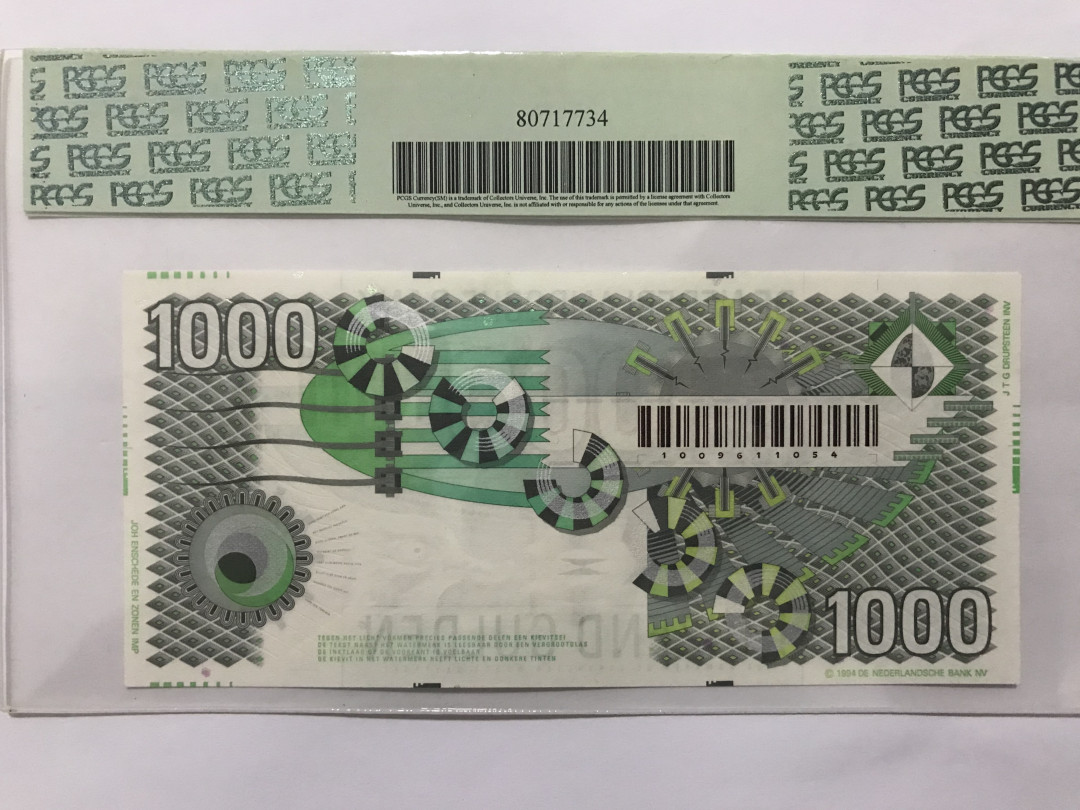 《张总收藏》第十期——十全十美 荷兰1994年1000盾PCGS68超高分，名誉品大齿轮