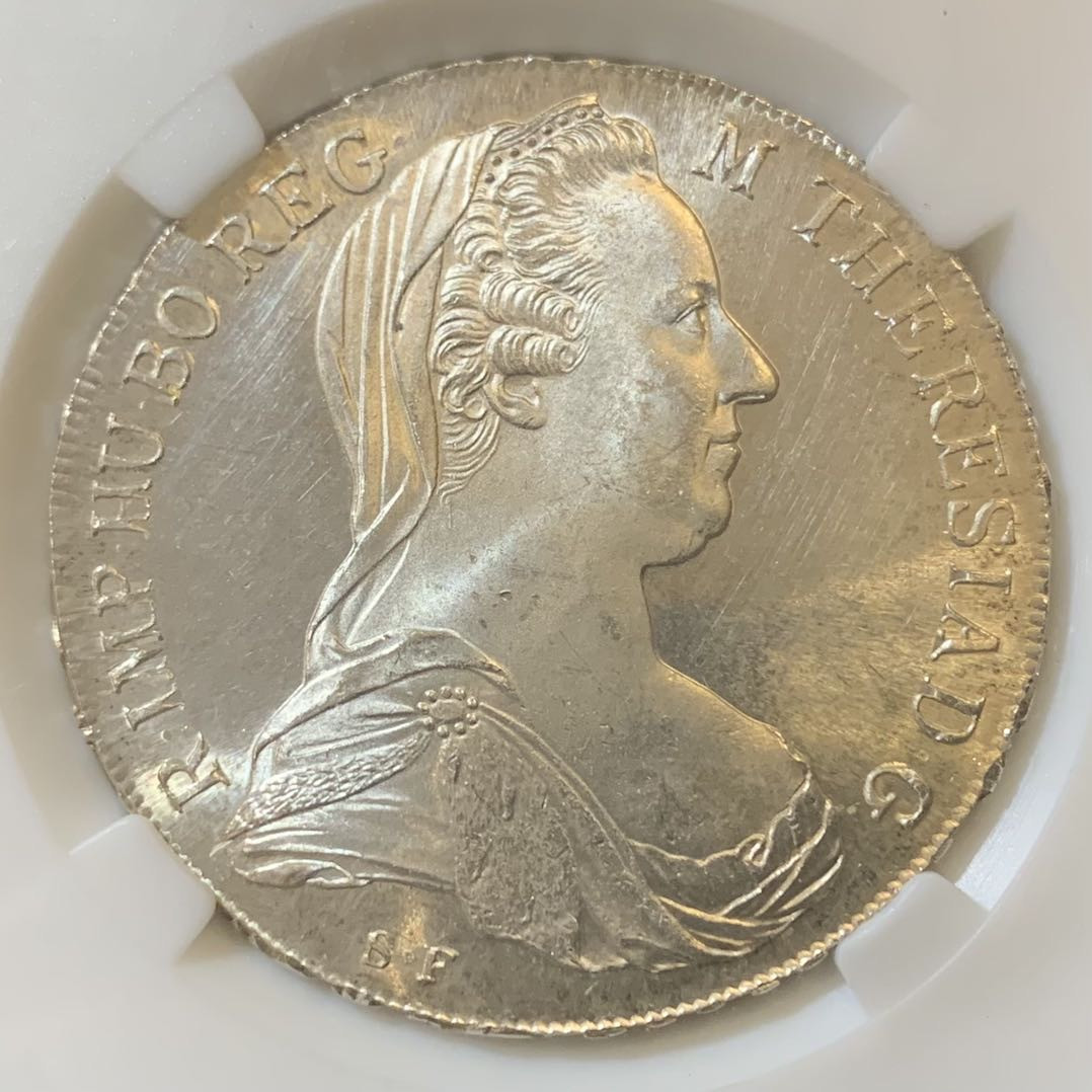 紫瑗钱币—微拍第127期  奥匈帝国 1780年 1泰勒 大奶妈 银币 保粹评级 MS67 