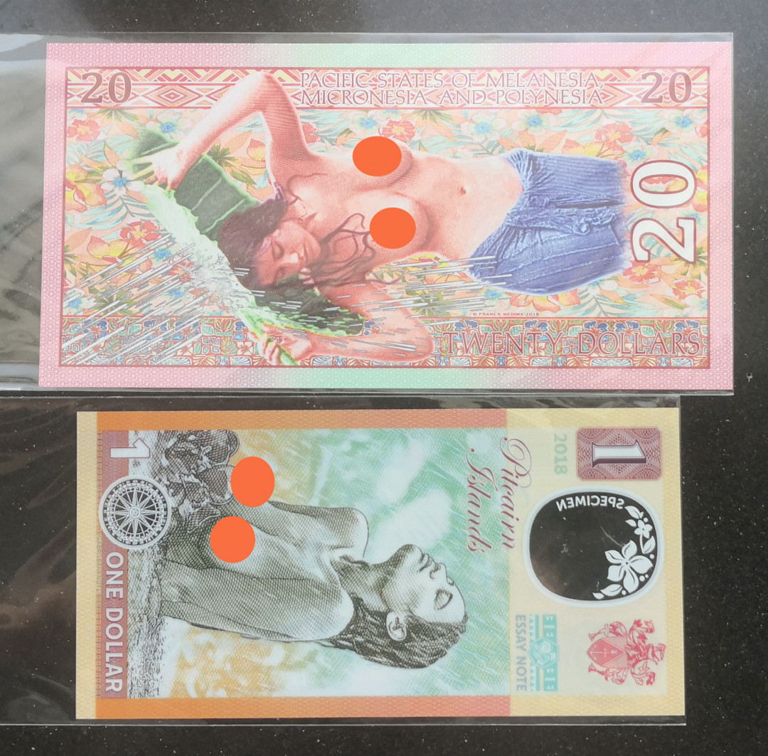 《张总收藏》第十期——十全十美 (2张一组)世界最美纸币两张 太平洋国家20面值编制女孩+皮特凯恩1镑塑料钞UNC