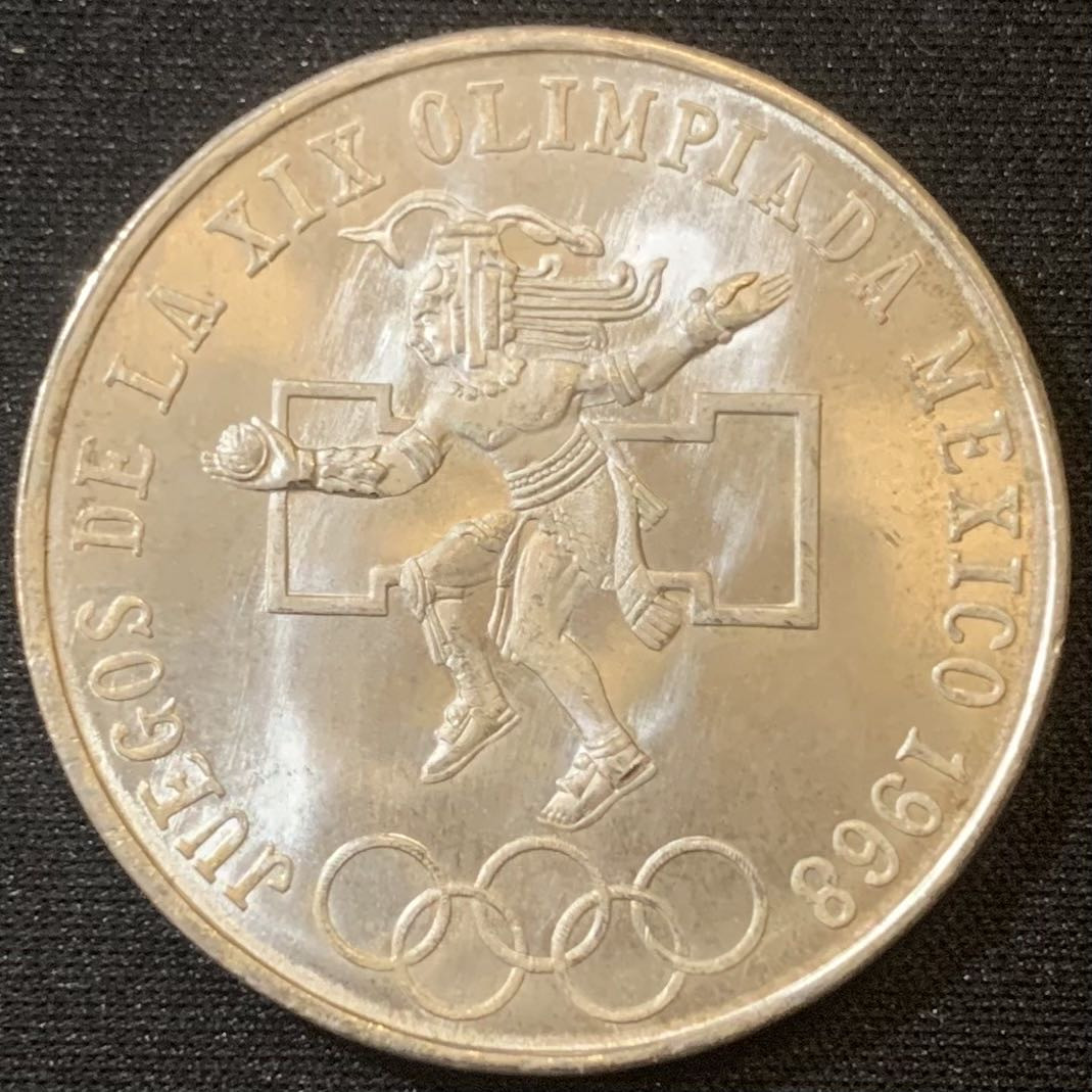 紫瑗钱币—微拍第127期  墨西哥 1968年 墨西哥城奥运会 25比索 22.5克 0.72银 UNC