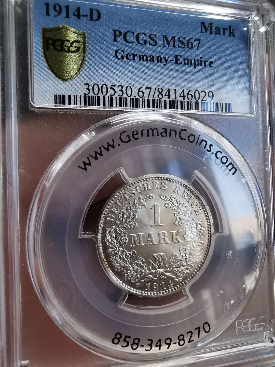 凡希社世界钱币微拍第一百四十六期 1914德意志帝国马克PCGS-MS67顶级品！