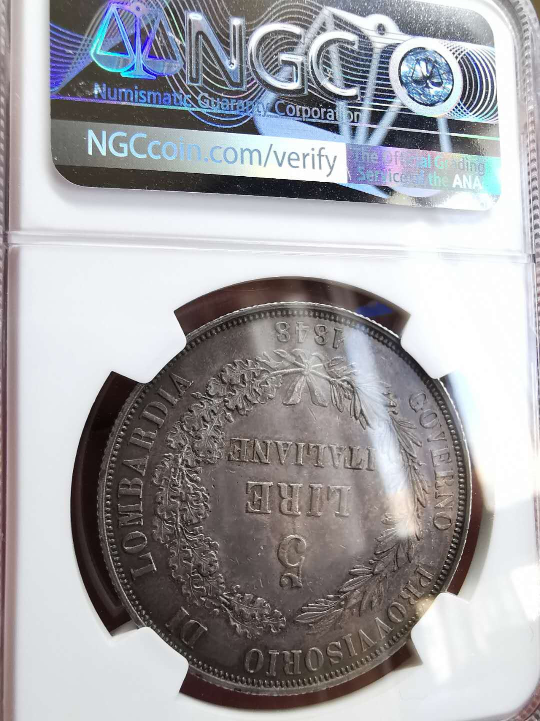 凡希社世界钱币微拍第一百四十六期 1848伦巴地5里拉大银NGC-UNCD
